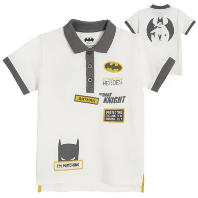 Cool Club, Koszulka polo chłopięca z krótkim rękawem, ecru, Batman