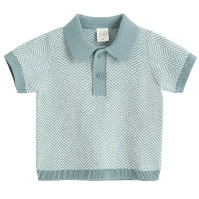 Cool Club, Koszulka polo chłopięca z krótkim rękawem, sweterkowa, niebieska