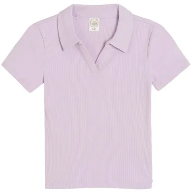 Cool Club, Koszulka polo dziewczęca z krótkim rękawem, prążkowana, fioletowa