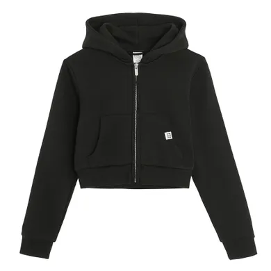 Cool Club, Krótka bluza dziewczęca z kapturem, rozpinana, czarna