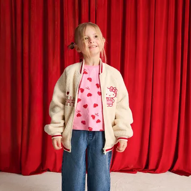 Cool Club, Kurtka dziewczęca, rozpinana, ecru, Hello Kitty