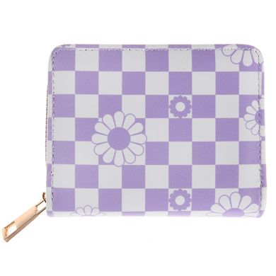 Cool Club, Kwiatki, portfel, fioletowo-biała kratka