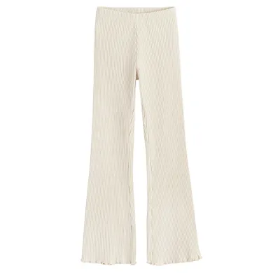 Cool Club, Legginsy dziewczęce, flare, prążkowane, beżowe