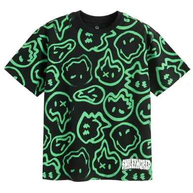 Cool Club, Luźny t-shirt chłopięcy, czarny, SmileyWorld