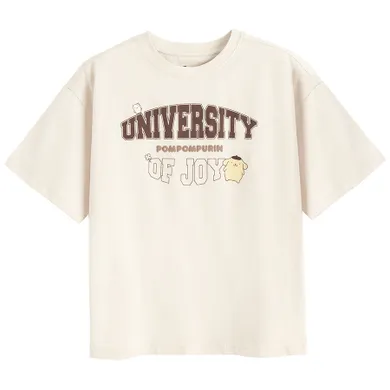 Cool Club, Luźny t-shirt dziewczęcy, beżowy, Hello Kitty and Friends