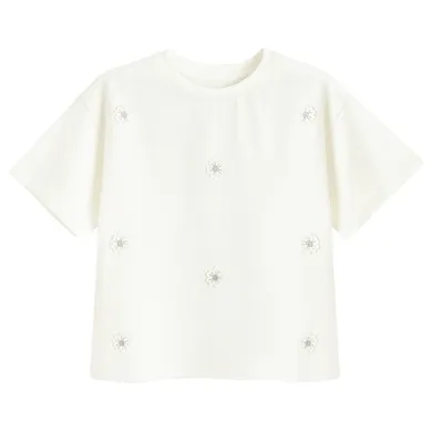 Cool Club, Luźny t-shirt dziewczęcy, biały