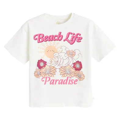 Cool Club, Luźny t-shirt dziewczęcy, biały