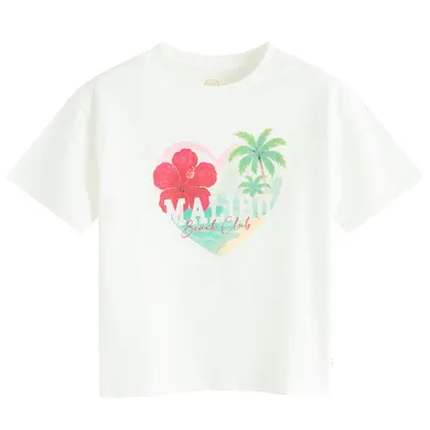 Cool Club, Luźny t-shirt dziewczęcy, biały