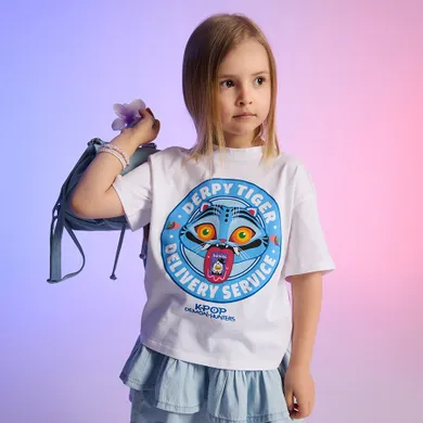 Cool Club, Luźny t-shirt dziewczęcy, biały, K-Pop Demon Hunters