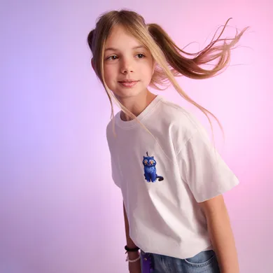 Cool Club, Luźny t-shirt dziewczęcy, biały, K-Pop Demon Hunters