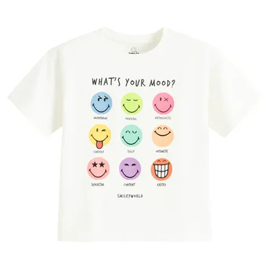 Cool Club, Luźny t-shirt dziewczęcy, biały, SmileyWorld