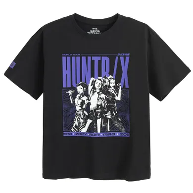 Cool Club, Luźny t-shirt dziewczęcy, czarny, K-Pop Demon Hunters