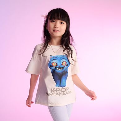 Cool Club, Luźny t-shirt dziewczęcy, ecru, K-Pop Demon Hunters