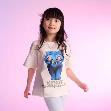 Cool Club, Luźny t-shirt dziewczęcy, ecru, K-Pop Demon Hunters