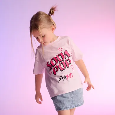 Cool Club, Luźny t-shirt dziewczęcy, różowy, K-Pop Demon Hunters