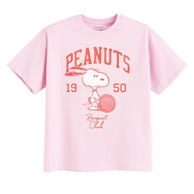 Cool Club, Luźny t-shirt dziewczęcy, różowy, Peanuts
