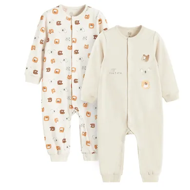 Cool Club, Pajac chłopięcy, beżowy, zestaw, 2 szt.