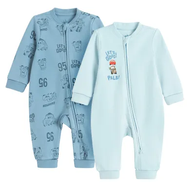 Cool Club, Pajac chłopięcy, niebieski, Auta, zestaw, 2 szt.