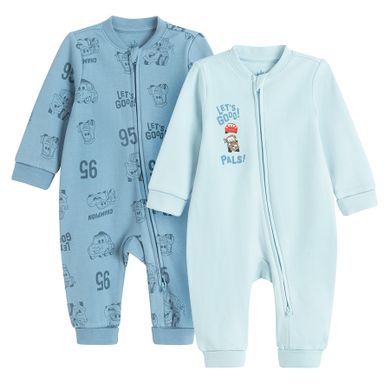 Cool Club, Pajac chłopięcy, niebieski, Auta, zestaw, 2 szt.