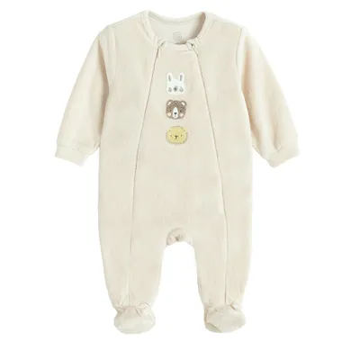 Cool Club, Pajac niemowlęcy, welurowy, beżowy