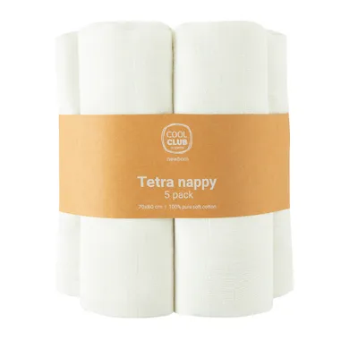 Cool Club, Pieluchy tetrowe niemowlęce, 70-80cm, białe, zestaw, 5 szt.
