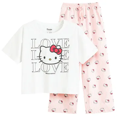 Cool Club, Piżama dziewczęca, biało-różowa, Hello Kitty