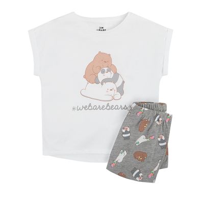 Cool Club, Piżama dziewczęca, biało-szara, We Bare Bears