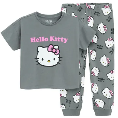 Cool Club, Piżama dziewczęca, szara, Hello Kitty