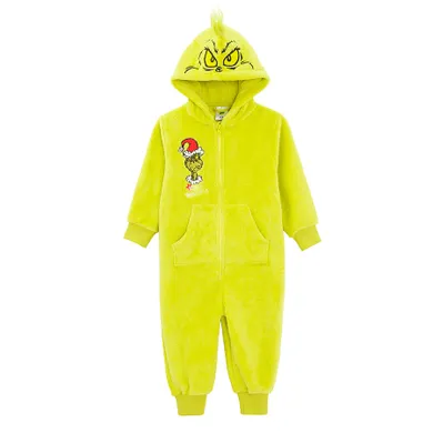 Cool Club, Piżama jednoczęściowa chłopięca z kapturem, zielona, Grinch