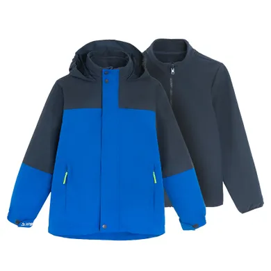Cool Club, Przeciwdeszczowa kurtka chłopięca z kapturem, 3w1, Kurtka softshell, niebieska