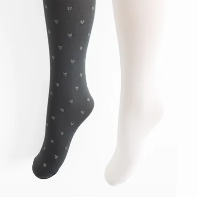 Cool Club, Rajstopy dziewczęce, czarne, białe, mikrofibra, 40 DEN, zestaw, 2 szt.