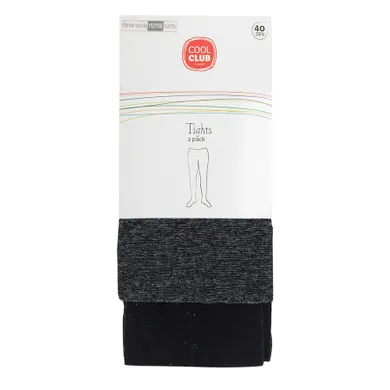 Cool Club, Rajstopy dziewczęce, czarne, grafitowe, mikrofibra, 40 DEN, zestaw, 2 szt.