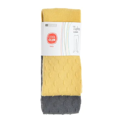 Cool Club, Rajstopy dziewczęce, żółte, grafitowe, zestaw, 2 szt.