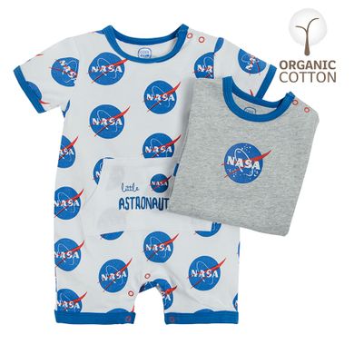 Cool Club, Rampers chłopięcy, bawełna organiczna, mix, NASA, zestaw, 2 szt.