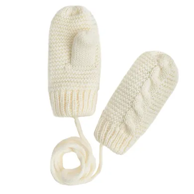 Cool Club, Rękawiczki dziewczęce na sznurku, ecru