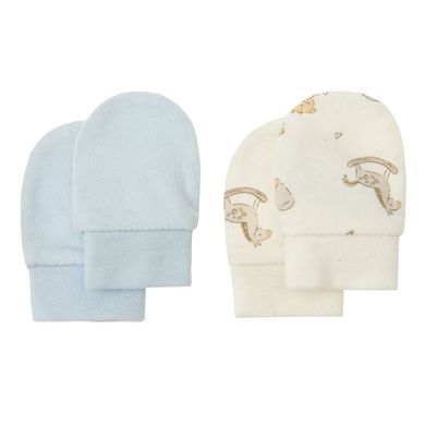 Cool Club, Rękawiczki niedrapki chłopięce, ecru, niebieskie, zestaw, 2 szt.