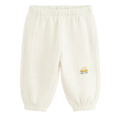 Cool Club, Spodnie dresowe chłopięce, baggy, ocieplane, ecru