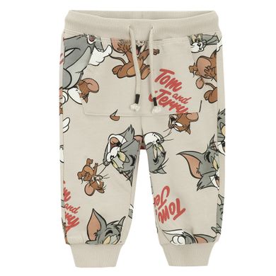 Cool Club, Spodnie dresowe chłopięce, beżowe, Tom & Jerry