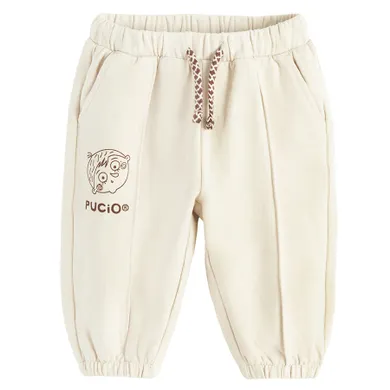 Cool Club, Spodnie dresowe chłopięce, ocieplane, beżowe, Pucio
