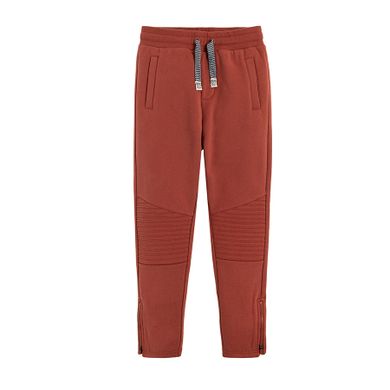 Cool Club, Spodnie dresowe chłopięce, slim fit, czerwone, suwaki na nogawkach