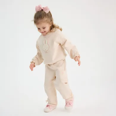 Cool Club, Spodnie dresowe dziewczęce, beżowe, Miffy
