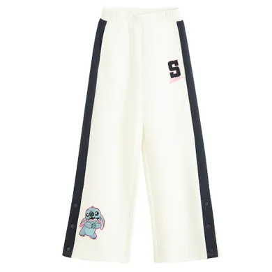 Cool Club, Spodnie dresowe dziewczęce, wide, białe, Lilo i Stitch