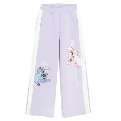 Cool Club, Spodnie dresowe dziewczęce, wide, fioletowe, Lilo i Stitch