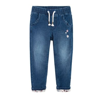 Cool Club, Spodnie dziewczęce, denim, podszewka, kwiatki
