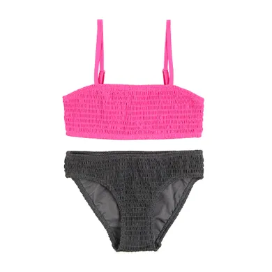 Cool Club, Strój kąpielowy dziewczęcy dwuczęściowy, UV 50, różowo-czarny