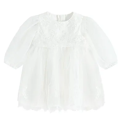 Cool Club, Sukienka dziewczęca z długim rękawem, biała