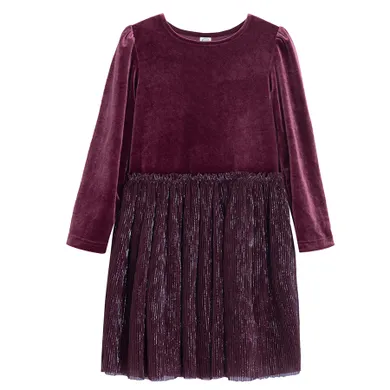 Cool Club, Sukienka dziewczęca z długim rękawem, ciemnofioletowa