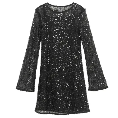 Cool Club, Sukienka dziewczęca z długim rękawem, czarna