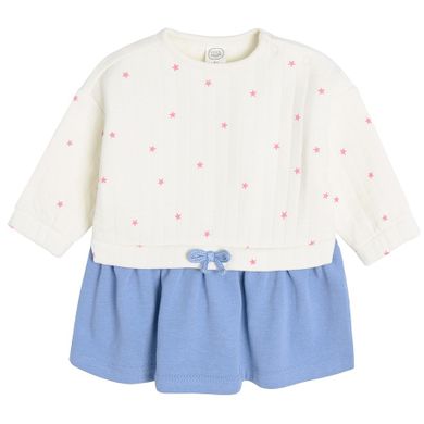 Cool Club, Sukienka dziewczęca z długim rękawem, ecru-fioletowa