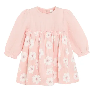 Cool Club, Sukienka dziewczęca z długim rękawem, muślinowa, różowa